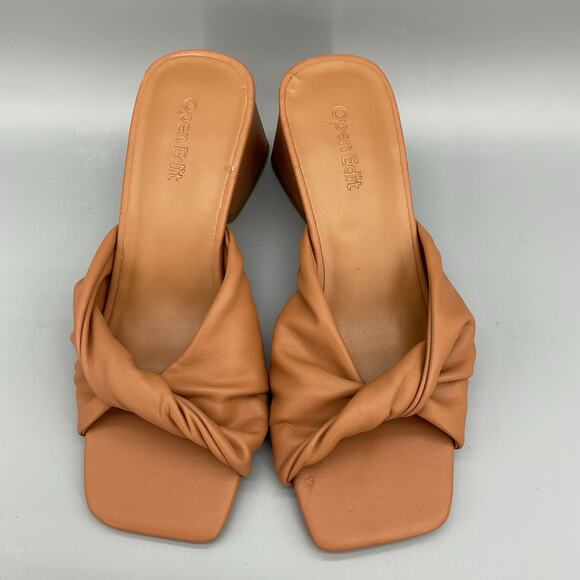 NEW Open Edit Women’s Cora Block Heel Mules Tan Size 5M - Picture 3 of 10